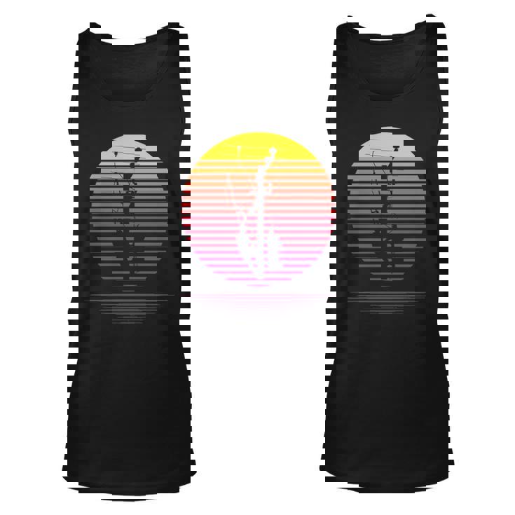 Retro Lineman Silhouette Power Pole Electrician Linemen Tank Top