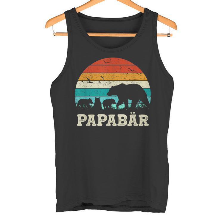 Retroater Baby Sohn Tochter Drei Kinderatertag Bär Papa Tank Top