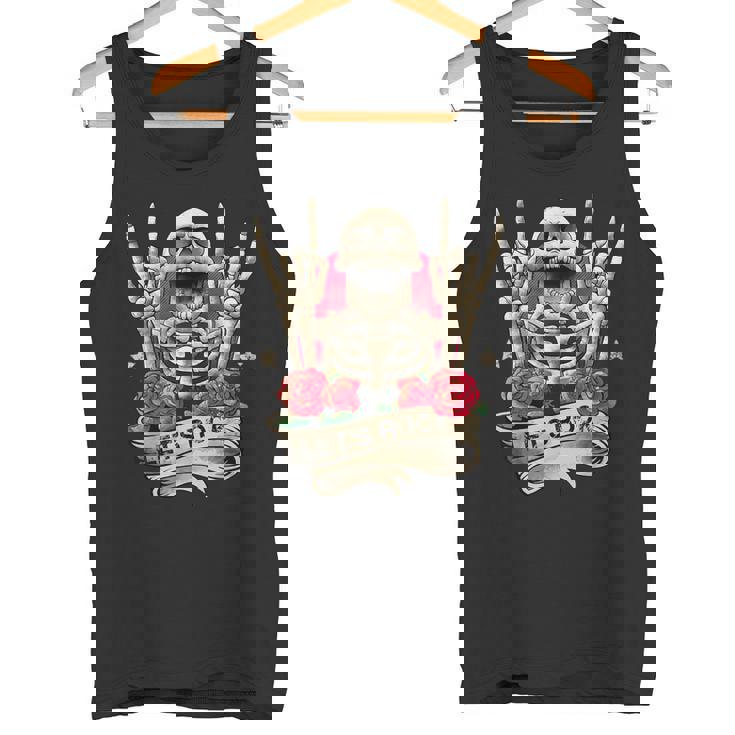 Lets Rock & Roll Esqueleto Manointage Retro Rock Concierto Camiseta sin mangas