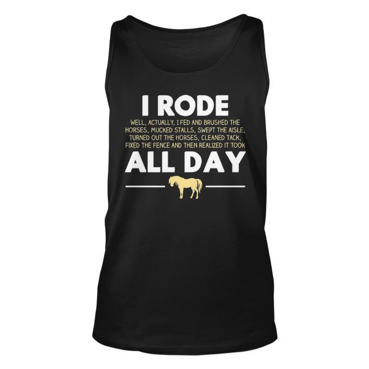 I Rode All Day Horse Riding  Horse Tank Top