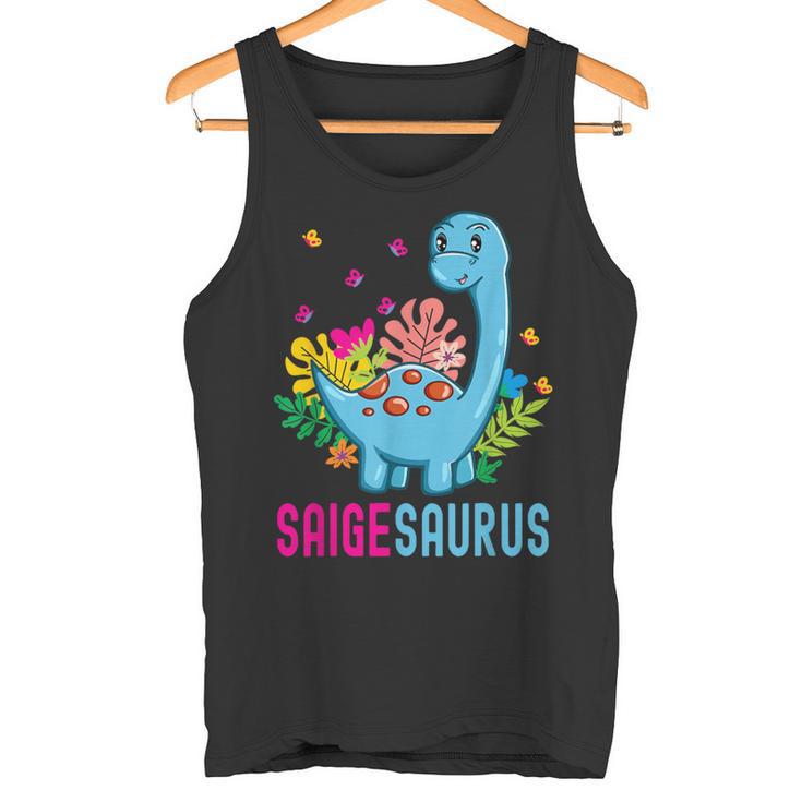 Saigesaurus Personalisierter Name Saige Dino Dinosaurier Geburtstag Tank Top