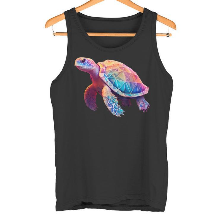 Schildkröte Bunt Polygon Pink Tiermotiv Kunst Geometrisch Tank Top