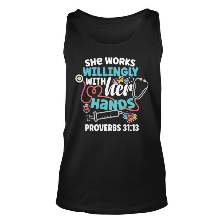 She Works Willingly With Her Hands Proverbs 31 Tank Top