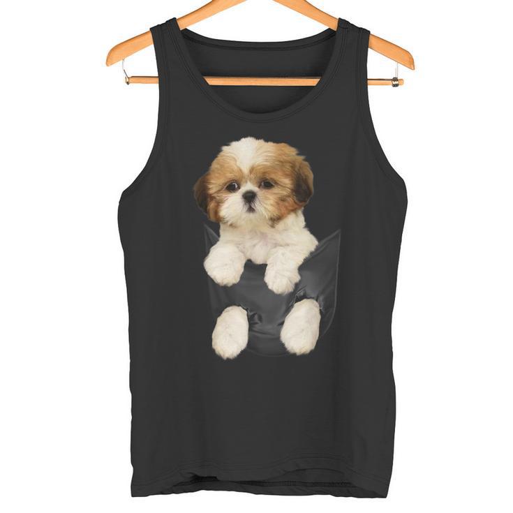 Shih Tzu Puppy In Pocket Tank Top