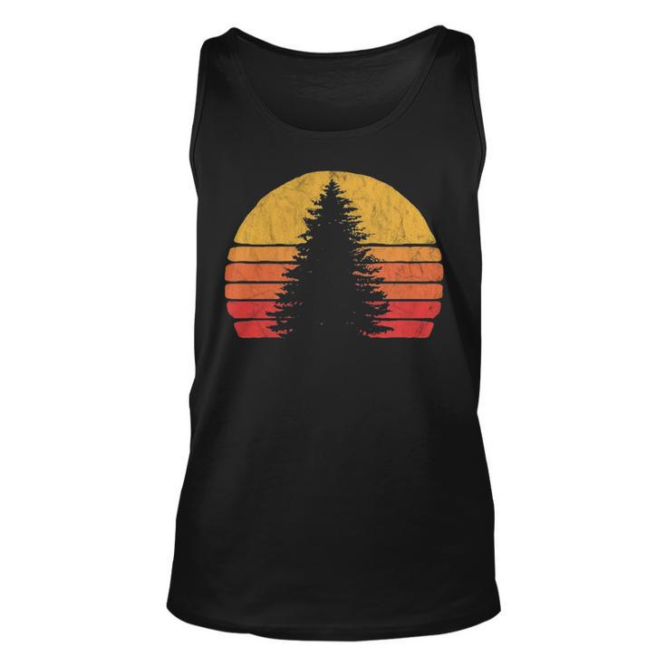Solitary Pine Tree Sun  Vintage Retro Outdoor Graphic Pullover Tank Top