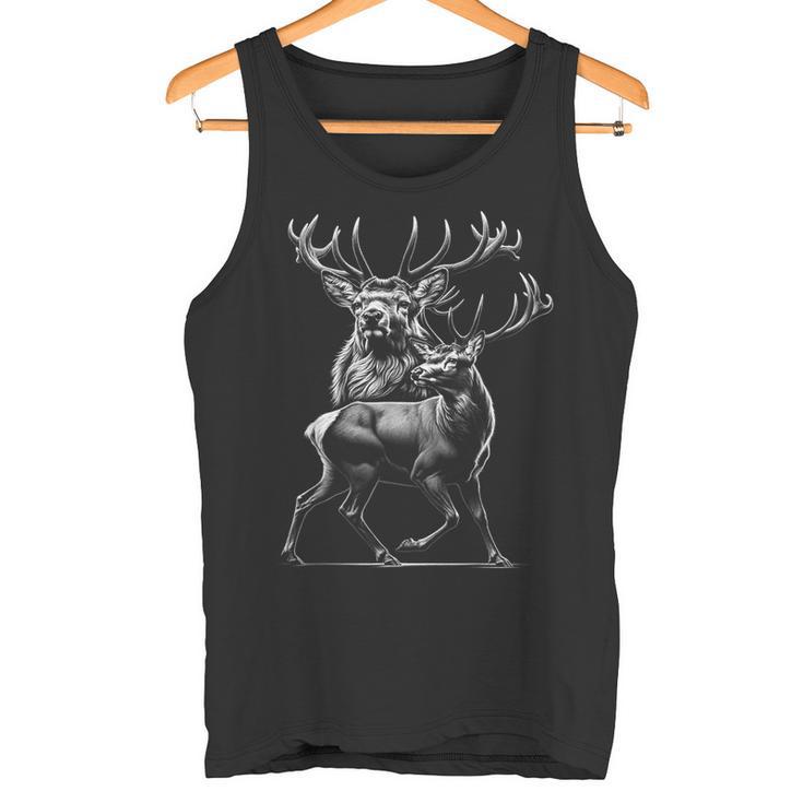 Stolzer Hirsch Als Portrait In Artistic Drawing Style Tank Top