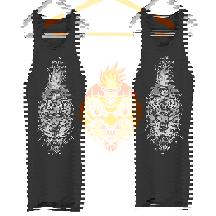 Tatuaje Tradicional Americano De Tigre De Corazón Sagrado Camiseta sin mangas