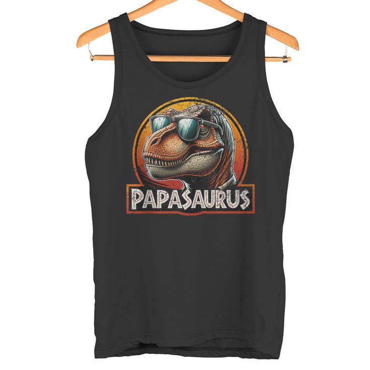 Vatertag Lustiger PapasaurusRex Dinosaurier Papa Familie Tank Top