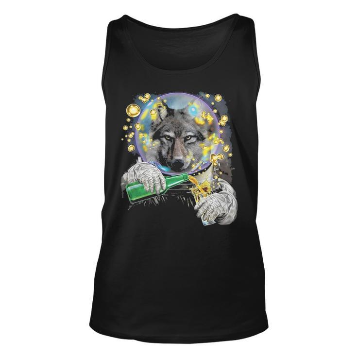 Wolf As Astronaut In Space Enjoying Drink Tank Top