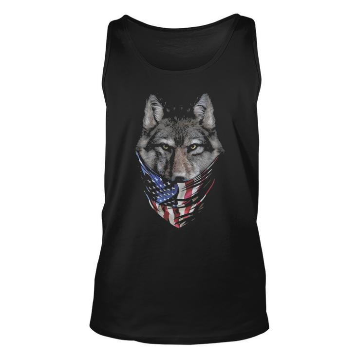 Wolf In Flag Of Usa Bandana Tank Top