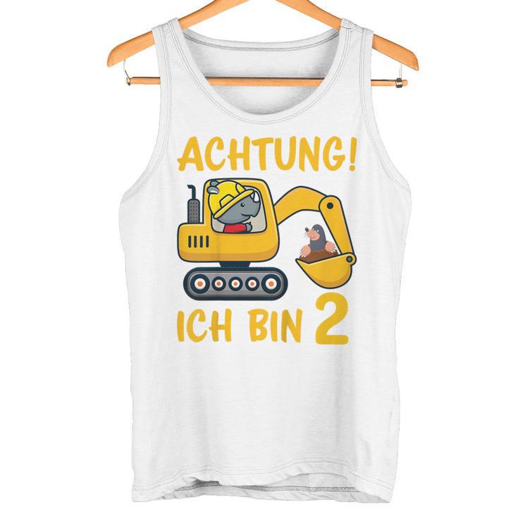 Children's Achtung Ich Bin 2 Jahre Alt 2Nd Birthday Digger Rhino Tank Top