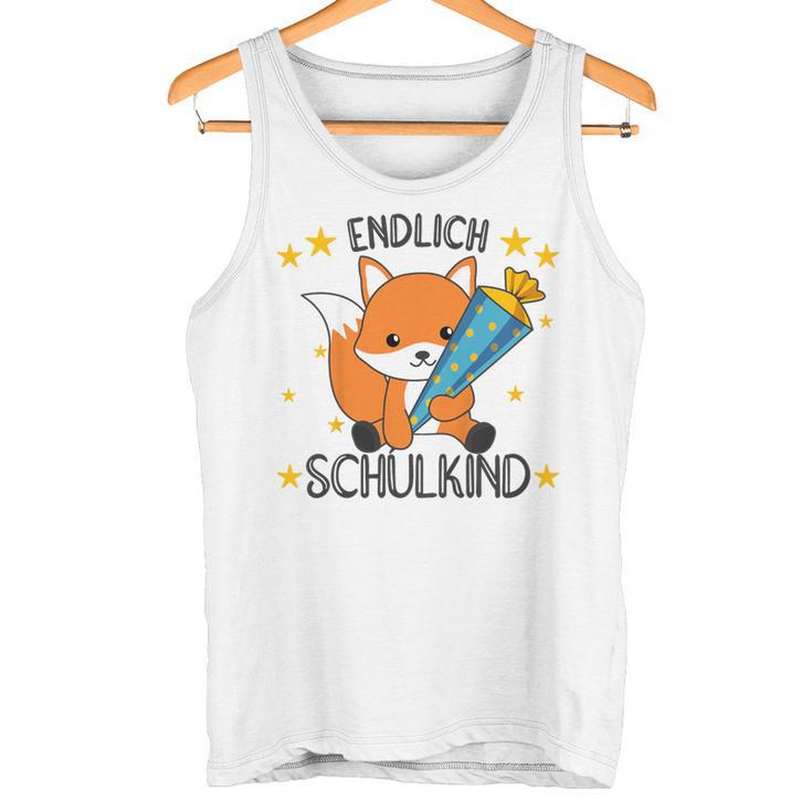 Kinder Endlich Schulkind 2024 Fox School Cone School Fox Gray Tank Top