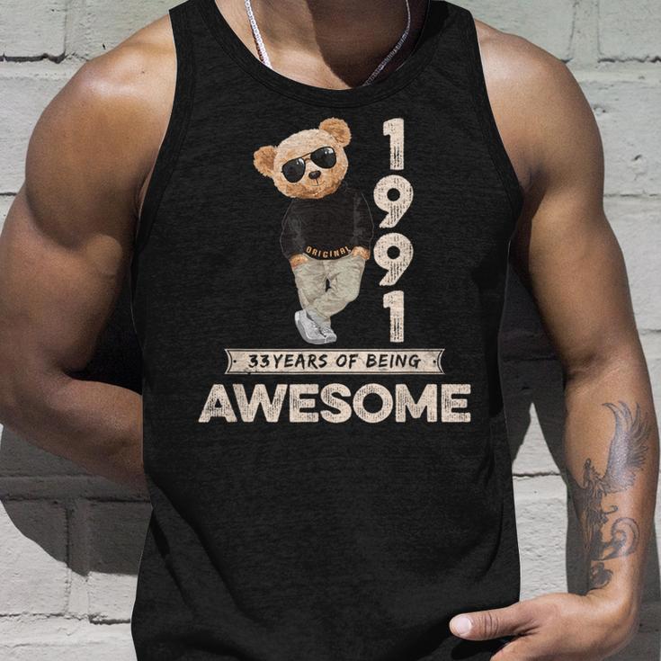 33 Geburtstag Herren Damen 1991 Original Awesome Teddybär Tank Top Geschenke für Ihn