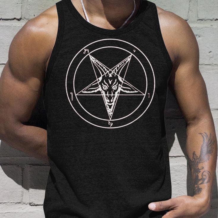 666 Satan Star Motif With Skull Pentagram Tank Top Geschenke für Ihn