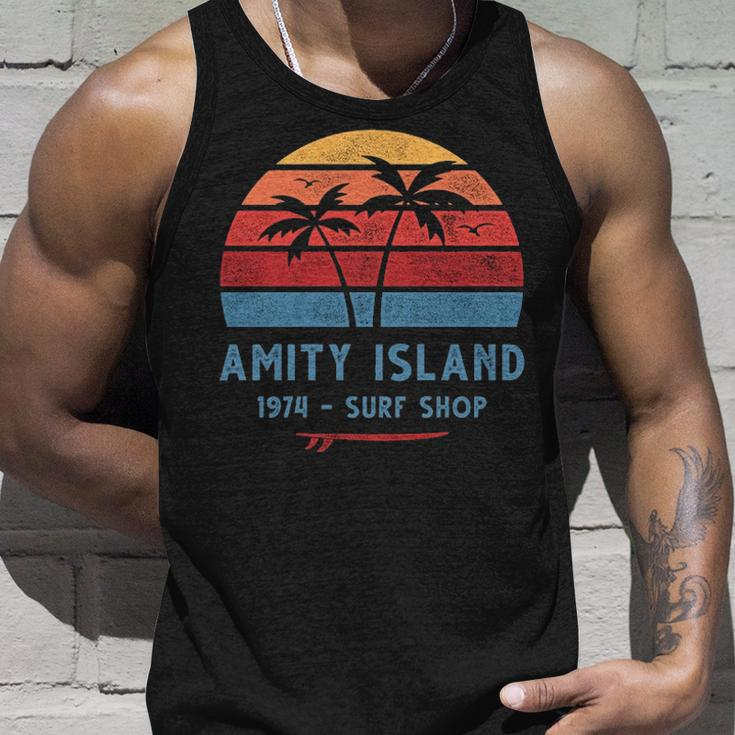 Amity Island Surf 1974 Surf Shop Sunset Surfing Vintage Tank Top Gifts for Him