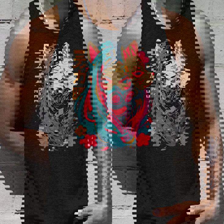 Anime Manga Cyberpunk Aesthetic Techwear Harajuku Kitsune Camiseta sin mangas Regalos para él