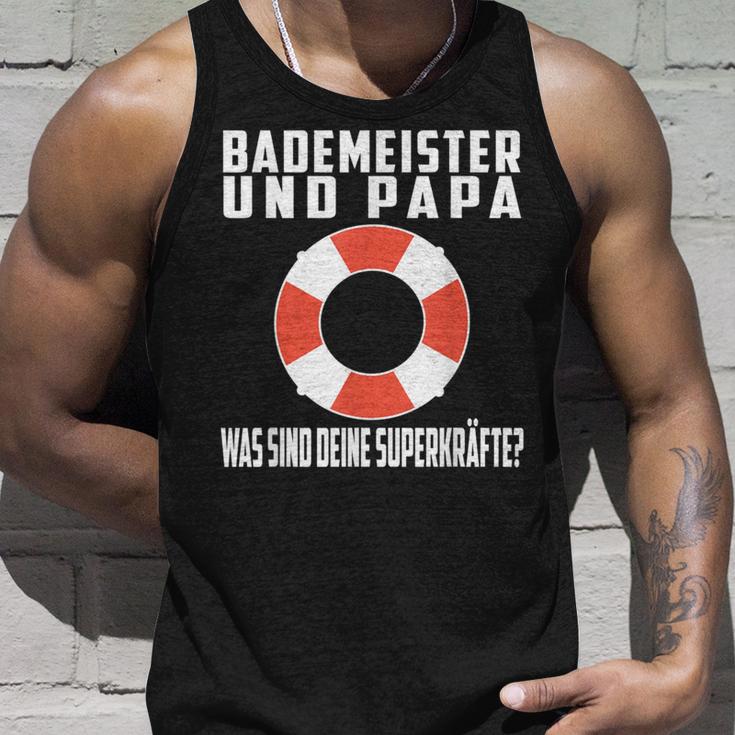 Bademeister Papa Was Sind Deine Superkräfte Schwimmbad Tank Top Geschenke für Ihn