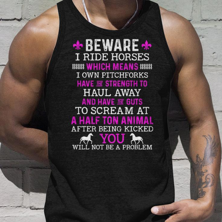 Beware I Ride Horses Horse Lover Girls Riding Racing Tank Top Gifts for Him