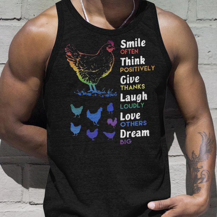 Chicken Smile Often Think Positively Give Thanks Laugh Loudly Love Others Dream Big Tank Top Gifts for Him
