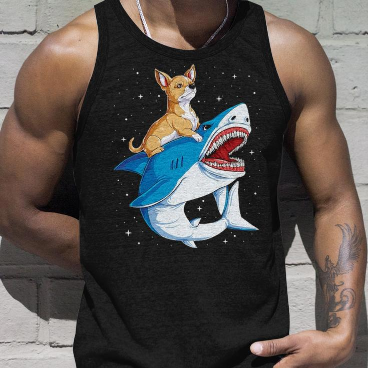 Chihuahua Riding Shark Jawsome Dog Lover Space Galaxy Tank Top Gifts for Him