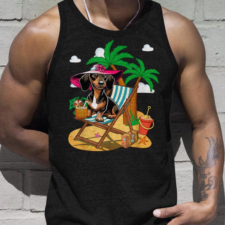 Dackel Am Strand Kostüm Sommer Urlaub Liebhaber Besitzer Kinder Tank Top Geschenke für Ihn