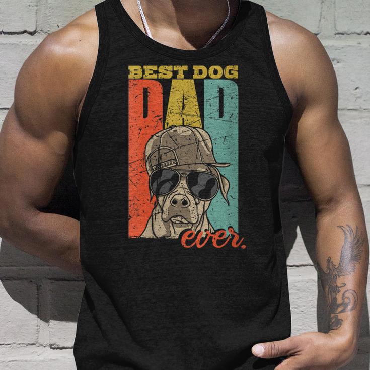 Damen Best Dog Dad Ever Hundepapa Hund Papa Mit-Ausschnitt Tank Top Geschenke für Ihn