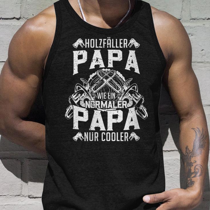 Damen Holzfäller Kettensäge Im Wald Papa Holz Geschenk Fun Mit-Ausschnitt Tank Top Geschenke für Ihn