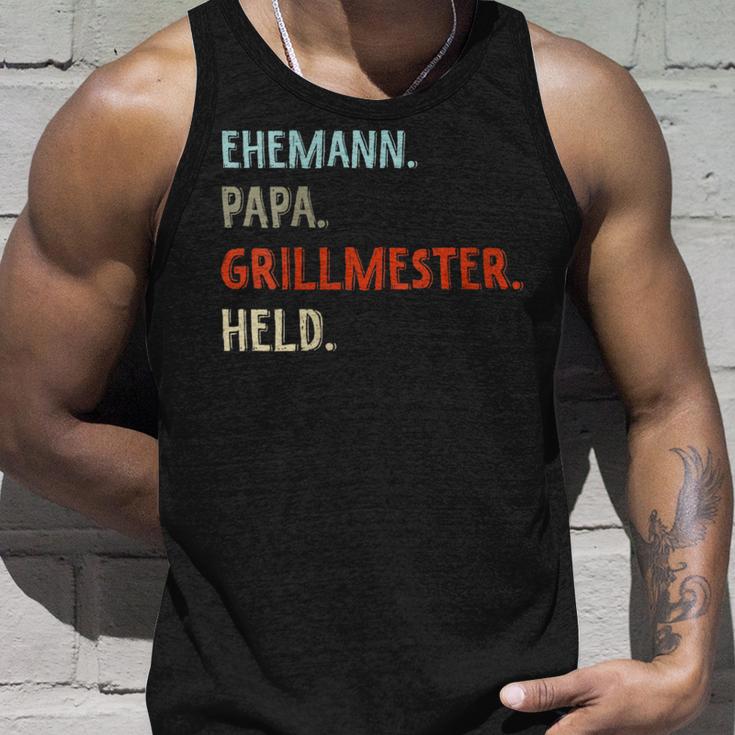 Damen Lustige Idee Zumatertag Ehemann Papa Grillmester Held Mit-Ausschnitt Tank Top Geschenke für Ihn