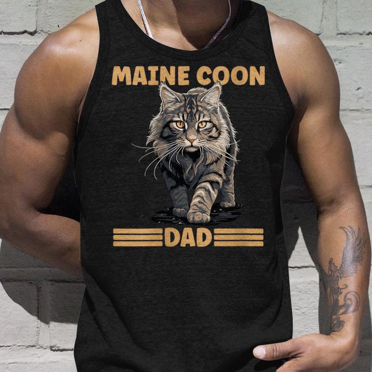 Damen Maine Coon Papa Katzenliebhaber Maine Coon Dad Mit-Ausschnitt Tank Top Geschenke für Ihn