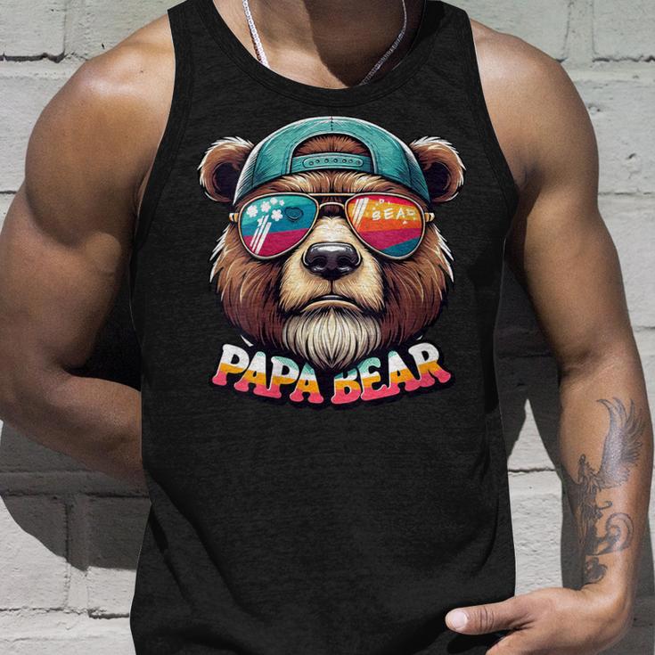 Damen Papa Bär Papa Bearatertagsgeschenk Für Papa Spruch Lustig Mit-Ausschnitt Tank Top Geschenke für Ihn