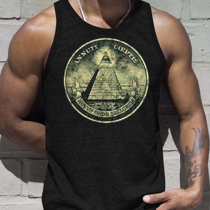 A Dollar Note Allseeing Eye Pyramid Illuminati Tank Top Geschenke für Ihn