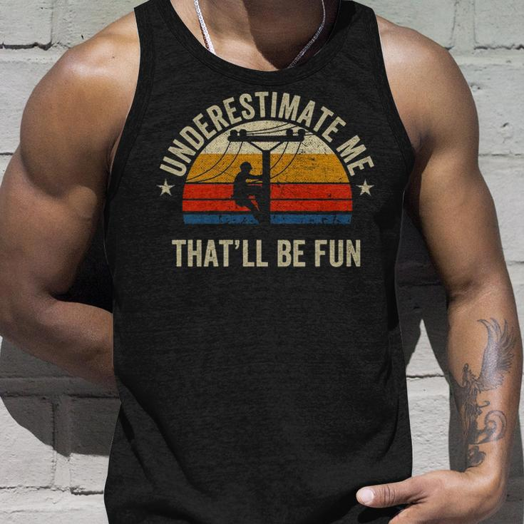 Electrician Retro Vintage 70S Lineman Tank Top Gifts for Him
