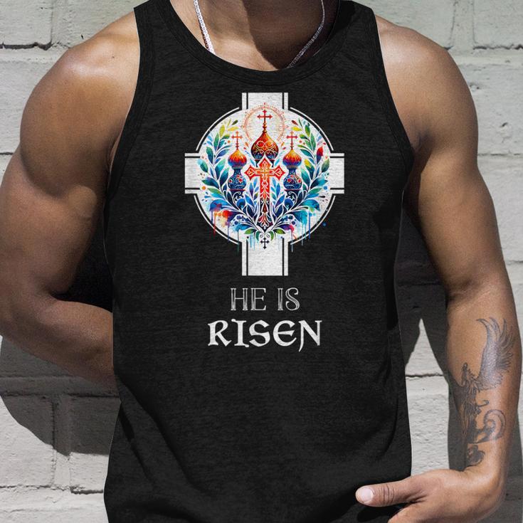 Er Ist Auferstandenes Kreuz Jesus Ostern Christliche Religiöse Männer Jugendliche Tank Top Geschenke für Ihn