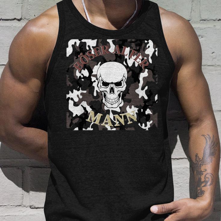 Evil Old Man Grandpa Dad Skullintage Biker Tank Top Geschenke für Ihn