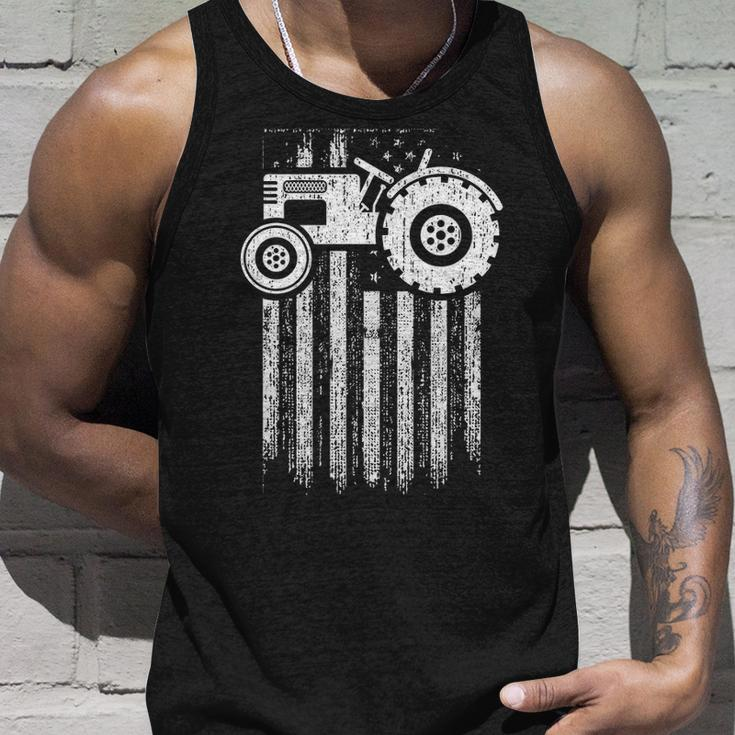 Farm Tractor With Distressed Usa Flag Tank Top Gifts for Him