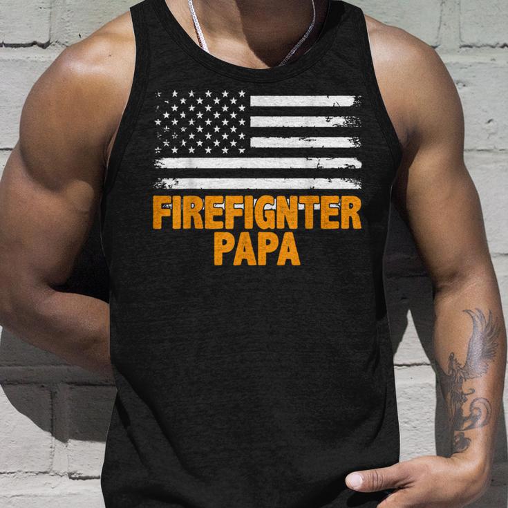 Feuerwehrmann Papa Amerikanische Flaggeatertag Tank Top Geschenke für Ihn