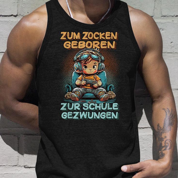 Gamer Computer Zum Zocken Geboren Zur Schule Zwungen Tank Top Geschenke für Ihn