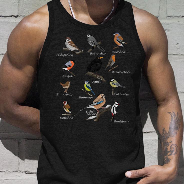 Garden Birds Bird Drawing Bird Chalkfink Buntspecht Bunting Tank Top Geschenke für Ihn