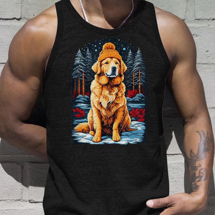 Golden Retriever In Winter Hat Happy Golden Retriever Tank Top Geschenke für Ihn