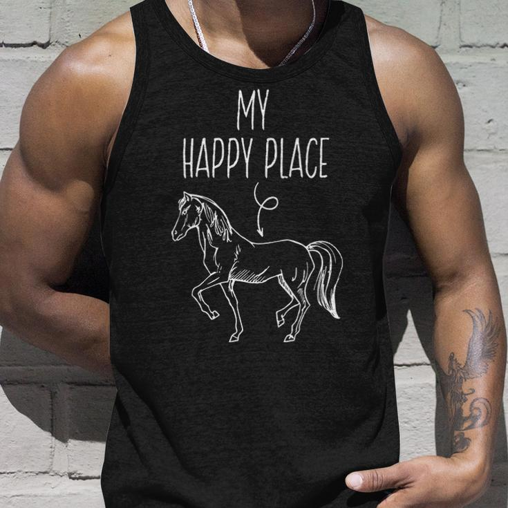 My Happy Place Horse Lover Horseback Riding Equestrian Tank Top Gifts for Him