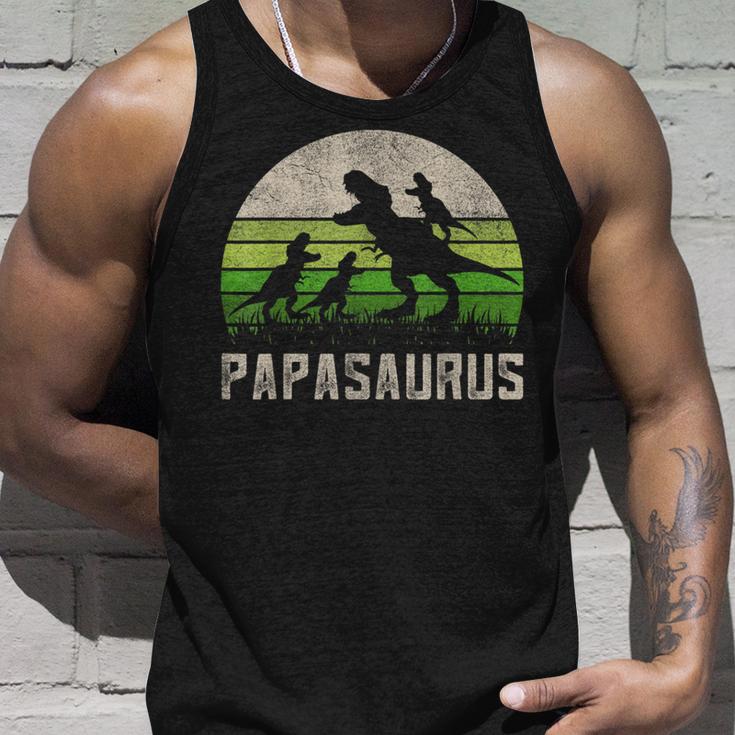 Herren 3 Kinder Saurier Papa T-Stück Spaßatertag Dinosaurierati Tank Top Geschenke für Ihn