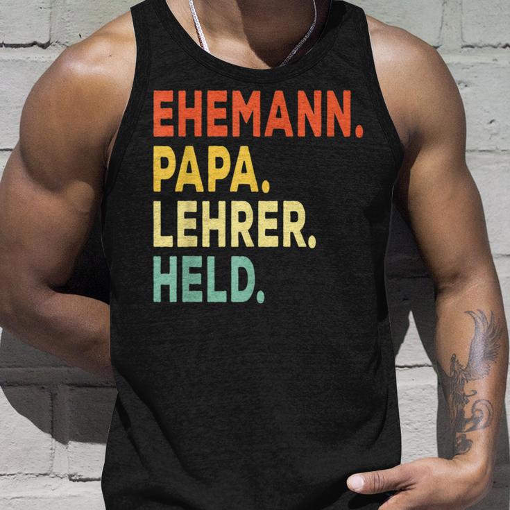 Herren Ehemann Papa Lehrer Held Retro-Jahrgangatertag Tank Top Geschenke für Ihn