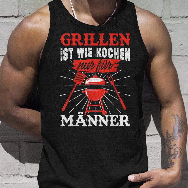 Herren Grillen Ist Kochen Für Männer Grillmeister Spruch Papa Opa Tank Top Geschenke für Ihn