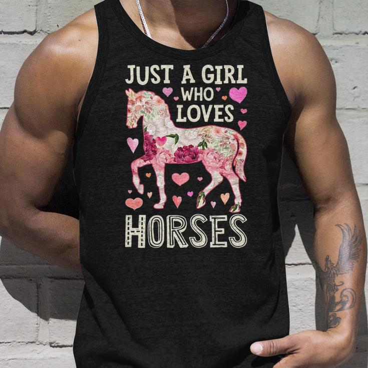 Horse Just A Girl Who Loves Horseback Riding Farm Flower Tank Top Gifts for Him