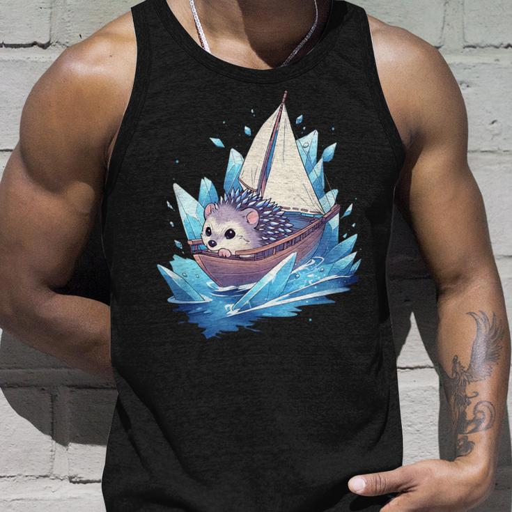 Ice Sailing Hedgehog Ice Sailing Ice Boating Yachting Tank Top Geschenke für Ihn