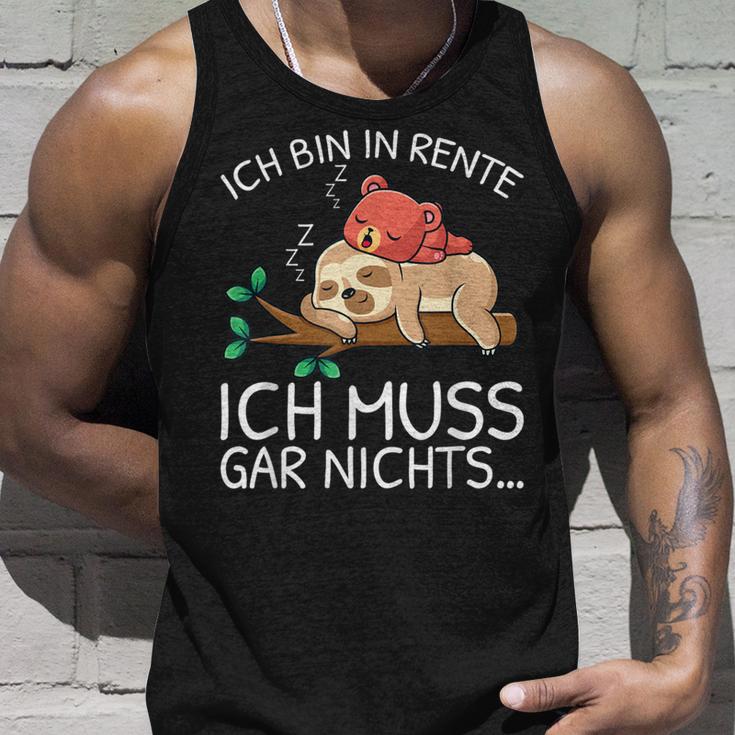 Ich Bin In Rente Ich Muss Gar Nichts Faultier German Tank Top Geschenke für Ihn