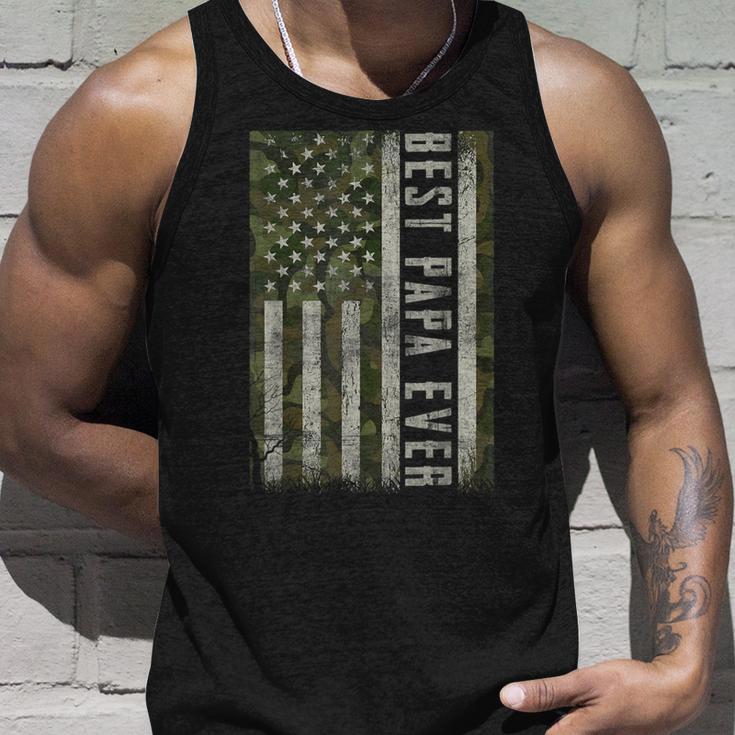 Intotheamintage Best Papa Ever Retro Us-Flagge Hirsch Tank Top Geschenke für Ihn