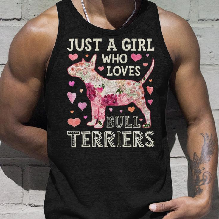 Just A Girl Who Loves Bull Terriers Dog Silhouette Flower Tank Top Gifts for Him