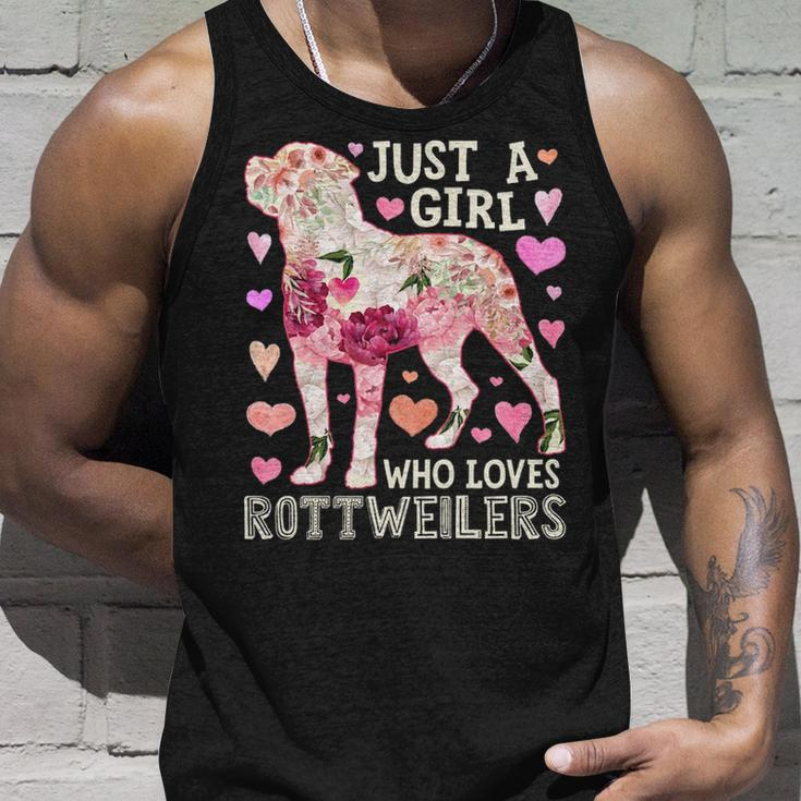 Just A Girl Who Loves Rottweilers Dog Silhouette Flower Tank Top Gifts for Him