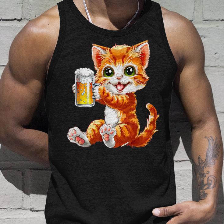 Katze Kater Trinkt Bier Zum Männertag Oderatertag Tank Top Geschenke für Ihn